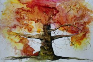 watercolour painting of a tree